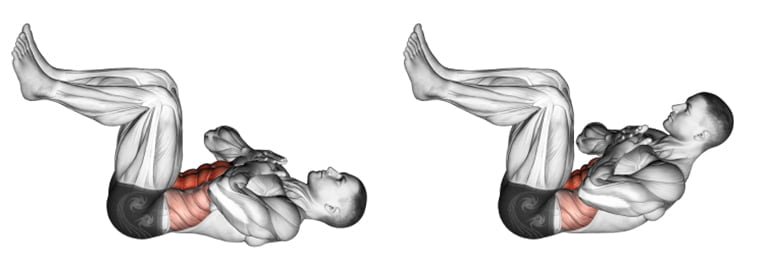 Exercitiu Crunch cu genunchii indoiti la 90 de grade