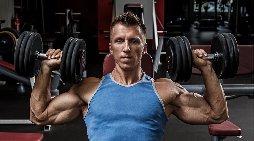 Impins cu ganterele din sezut pentru umeri - Mod de executare