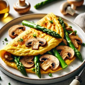 Omletă cu Ciuperci și Sparanghel b