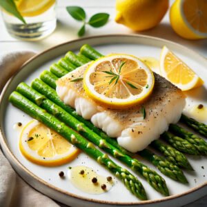 Pește la Cuptor cu Lămâie și Sparanghel