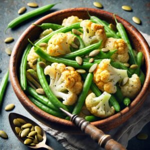 Salată de Conopidă cu Fasole Verde și Semințe de Dovleac b