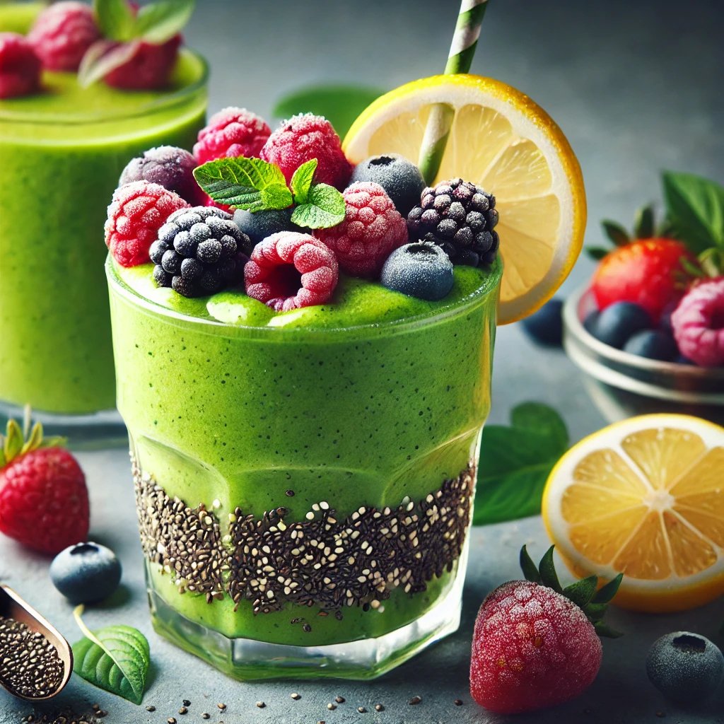 Rețete Gratuite pentru Slăbit Sănătos - Smoothie Energizant cu Spanac și Fructe de Pădure